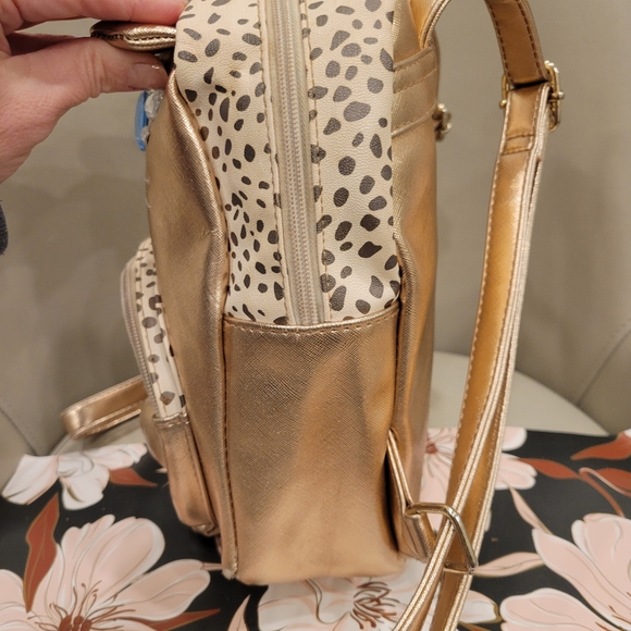 Luv Betsey Johnson Kitty Rose Gold Backpack with Cat Jewel Face - Picture 8 of 11